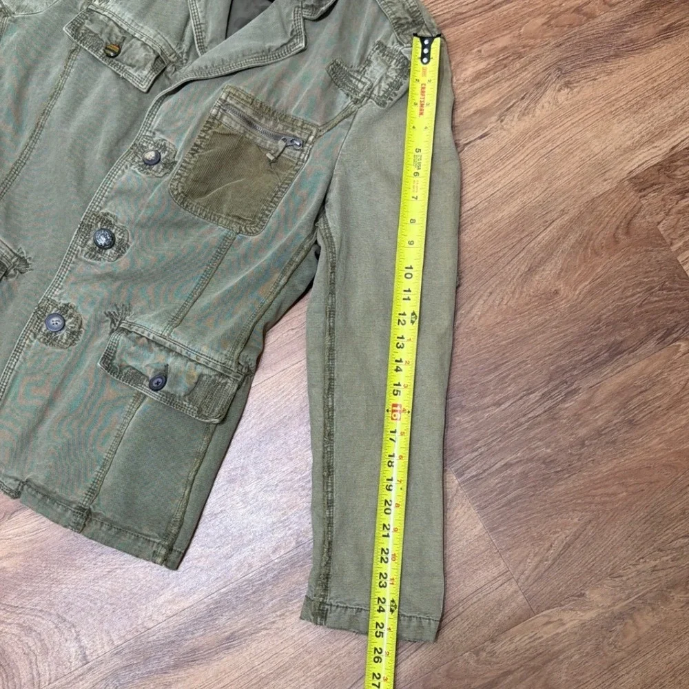 Triple‎ 5 Soul Y2K Men Medium Military Jacket Green Distressed Skull Graphic
